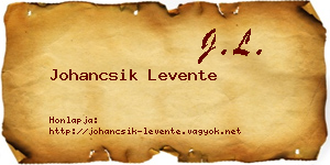 Johancsik Levente névjegykártya